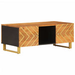 ZNTS Coffee Table Brown and Black 100x54x40 cm Solid Wood Mango 356795