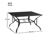 94 x 94 cm Garden Table with Parasol Hole, Outdoor Dining Garden Table for Four with Slatted Metal T3398P317541