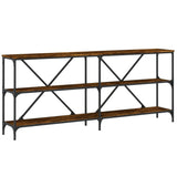 Console Table Smoked Oak 180x30x75 cm Engineered Wood and Iron 832855