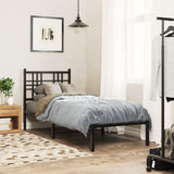 Metal Bed Frame without Mattress with Headboard Black 75x190cm 376314