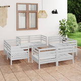 8 Piece Garden Lounge Set White Solid Pinewood 3082428