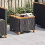 Garden Table Black 45x45x37 cm Poly Rattan Acacia Wood 366325
