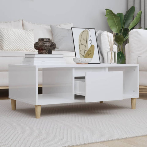 ZNTS Coffee Table High Gloss White 90x50x36,5 cm Engineered Wood 821062