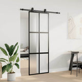 Sliding Door with Hardware Set Black 76x205 cm Tempered Glass 3375914