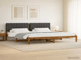 Bed Frame with Upholstered Headboard Natural and Dark Grey 3405074