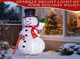 1.7M Lighted Snowman Holding Candy Cane Christmas Yard Decorations, Pre-lit Pull Up Snowman with 240 70039090