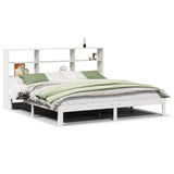 Bookcase Bed without Mattress White 180x200 cm Super King Solid Wood Pine 3322569
