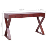 ZNTS Computer Desk Brown 115x47x77 cm Solid Mahogany Wood 337082