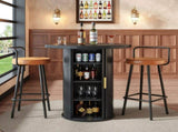 Round bar table with storage, 91.6cm high standing table with cabinet, MDF wood look, load capacity N639P442895S