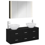 Bathroom Furniture Set 4 pcs Black Oak 3406984