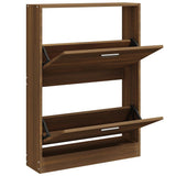 Shoe Cabinet Brown Oak 59x17x81 cm Engineered Wood 342541