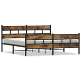 Metal Bed Frame without Mattress Smoked Oak 180x200 cm Super King 3308466