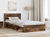 Bed Frame with Headboard Smoked Oak 90 x 200 cm Solid Pine Wood 3410649