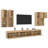 7 Piece TV Wall Cabinet Set with LED Lights Sonoma Oak 3216780