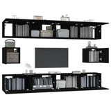 6 Piece TV Cabinet Set Black Engineered Wood 3114367