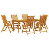 Garden Dining Set Folding 7 pcs Brown Solid Acacia Wood 3375621