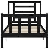 Bed Frame without Mattress Black Small Single Solid Wood Pine 3192845