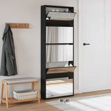 Shoe Cabinet with Mirror 5-Layer Black 63x17x169.5 cm 3228280