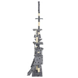 Cat Tree with Sisal Scratching Posts 230-250 cm Paw Prints Grey 170618