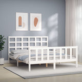 Bed Frame without Mattress White 160x200 cm Solid Wood Pine 3192112