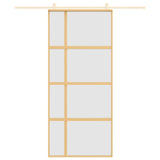 Sliding Door Gold 90x205 cm Frosted ESG Glass and Aluminium 155194