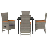 Garden Dining Set with Cushion 5 pcs Grey Poly Rattan 3379444