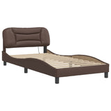 Bed Frame with LED without Mattress "Hvar" Brown 100x200 cm 3213915