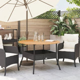 Garden Table with Acacia Wood Top Black 110x71 cm Poly Rattan 368625