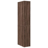 Narrow Bathroom Cupboard with Wheels Brown Oak Engineered Wood 855301