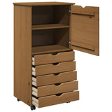 Rolling Cabinet Honey Brown 53 x 39 x 103 cm Solid Pine Wood 42028368