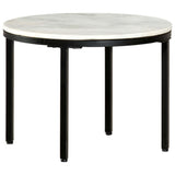 Coffee Table White and Black 50 cm Real Solid Marble 286411