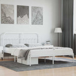 Metal Bed Frame without Mattress with Headboard White 180x200cm 352631