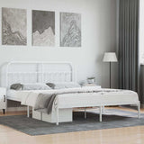 Metal Bed Frame without Mattress with Headboard White 180x200cm 352631
