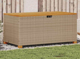 Garden Storage Box Beige 110x55x63 cm Poly Rattan Acacia Wood 366287