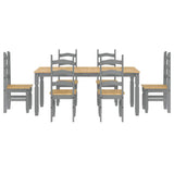 7 Piece Dining Set PANAMA Grey Solid Wood Pine 3345213