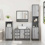 ZNTS 4 Piece Bathroom Furniture Set Grey Sonoma Engineered Wood 3301233