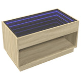 ZNTS Coffee Table with Infinity LED Sonoma Oak 90x50x50 cm 847667