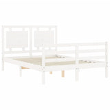 Bed Frame without Mattress White Double Solid Wood 3194027