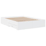 Bed Frame White Engineered wood, Plywood Double Bed Frame 3280391
