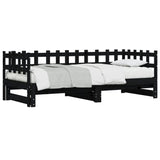 Pull-out Day Bed without Mattress Black 2x cm Solid Wood 840393