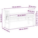Garden Bench with Cushion Brown 110 x 38 x 65cm Bamboo 4108078