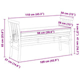 Garden Bench with Cushion Brown 110 x 38 x 65cm Bamboo 4108078