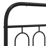 Metal Bed Frame without Mattress with Headboard Black 120x200cm 377115