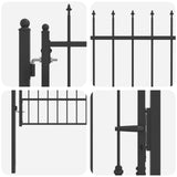 Fence Gate HORST 100 x 175 cm Metal Black Lockable 42034047