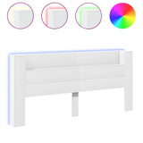 Headboard Cabinet with LED White 220x16.5x103.5 cm 839273
