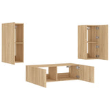 3 Piece TV Wall Cabinets with LED Lights Sonoma Oak 3216869