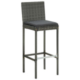 5 Piece Garden Bar Set with Cushions Poly Rattan Grey 3095455