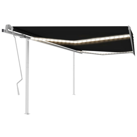 ZNTS Manual Retractable Awning with LED 4.5x3.5 m Anthracite 3070044