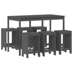 7 Piece Garden Bar Set Grey Solid Wood Pine 3157753