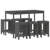 7 Piece Garden Bar Set Grey Solid Wood Pine 3157753
